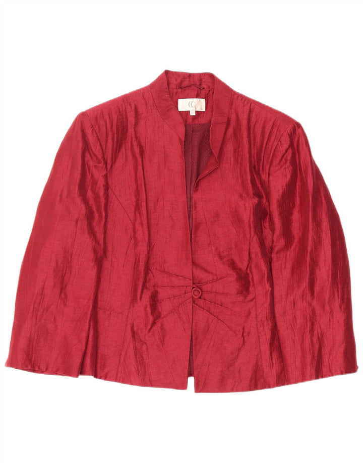CC Veste blazer 1 bouton pour femme UK 20 2XL Lin bordeaux