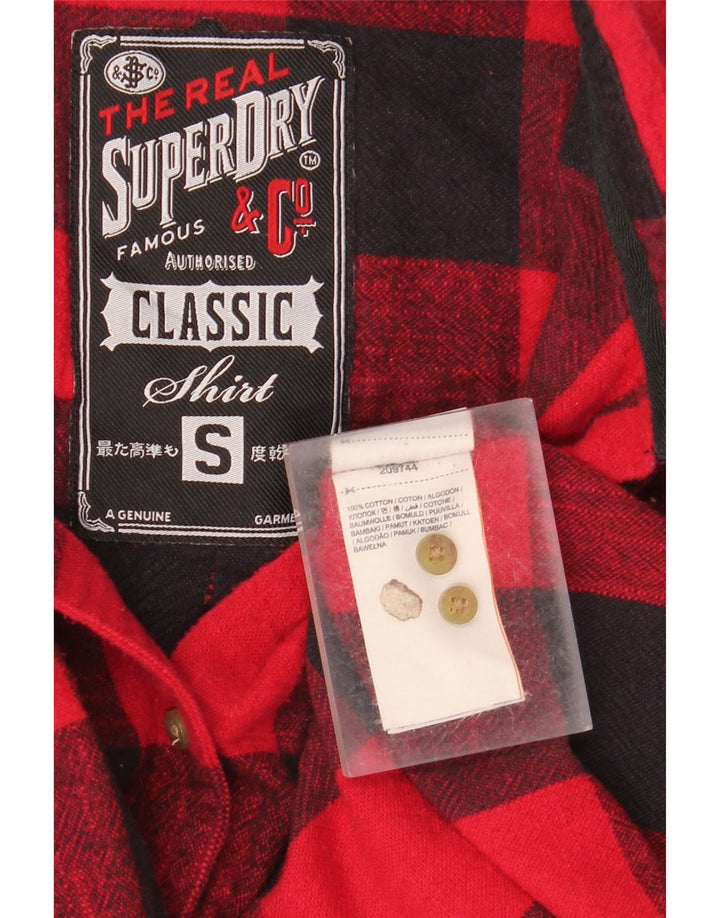 Superdry Chemise en flanelle coupe classique pour femme UK 10 Petit coton vichy rouge