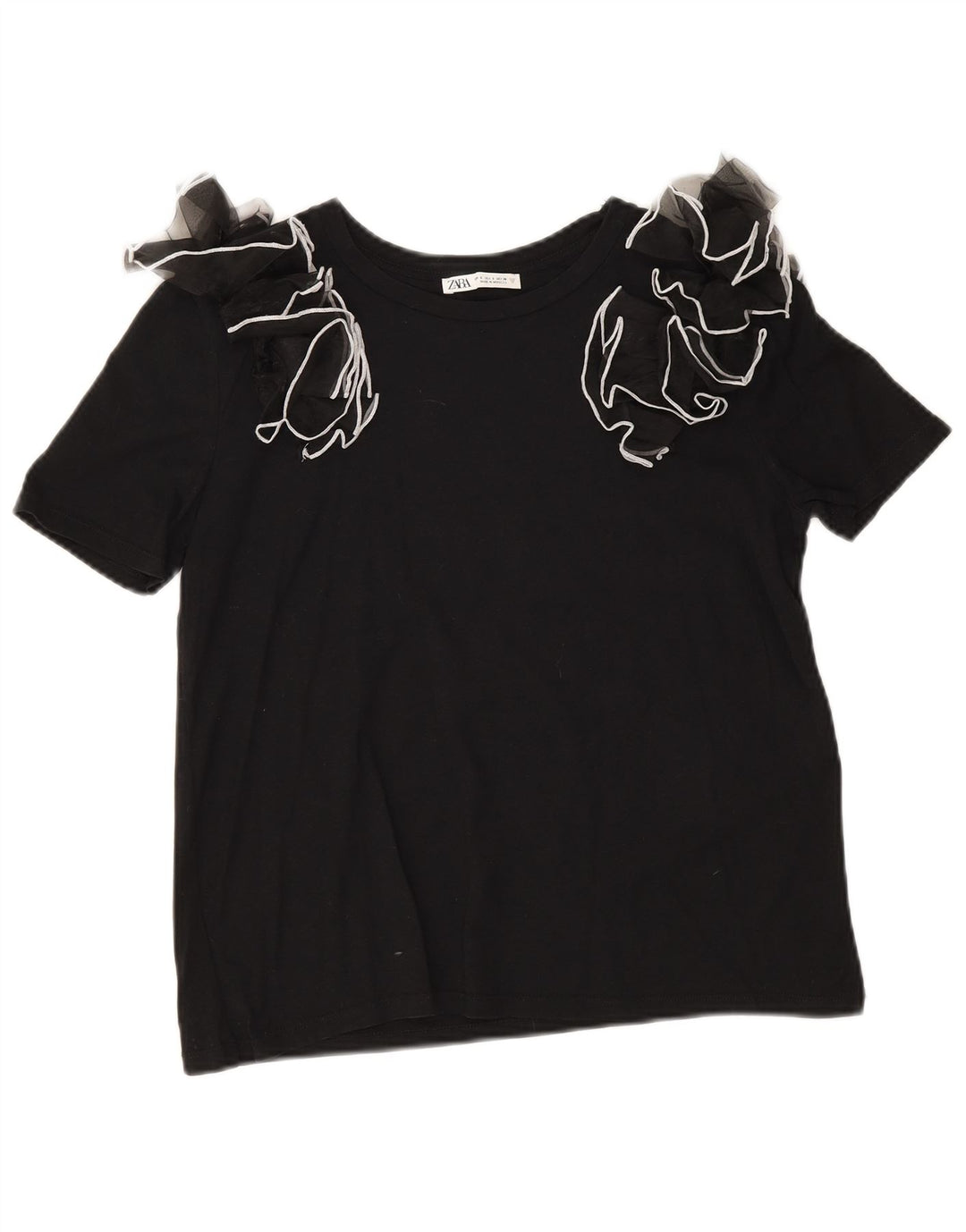 Zara Chemisier Femme Top UK 10 Petit Coton Noir