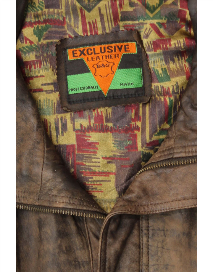 B&S Exclusive Veste en cuir bomber pour homme UK 42 XL Cuir marron