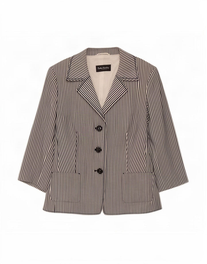Betty Barclay Veste blazer à 3 boutons pour femme IT 44 Blanc moyen à fines rayures