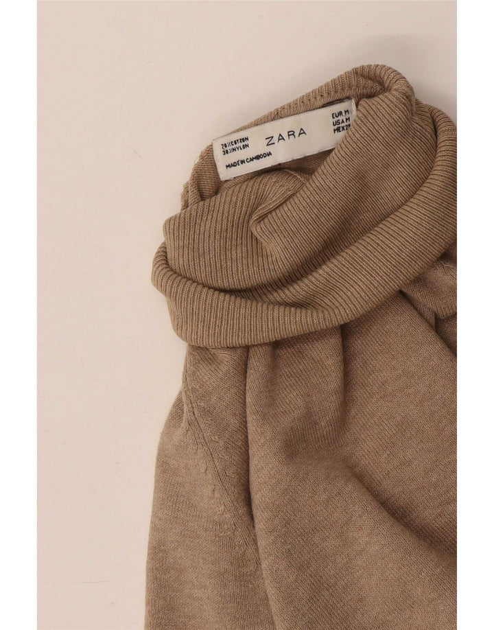 Zara Pull col roulé pour femme UK 12 Coton beige moyen