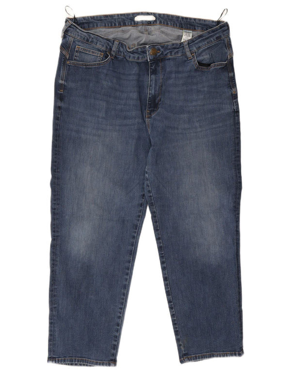 Marks & Spencer Jean court taille haute pour femme UK 22 3XL W38 L25 Bleu