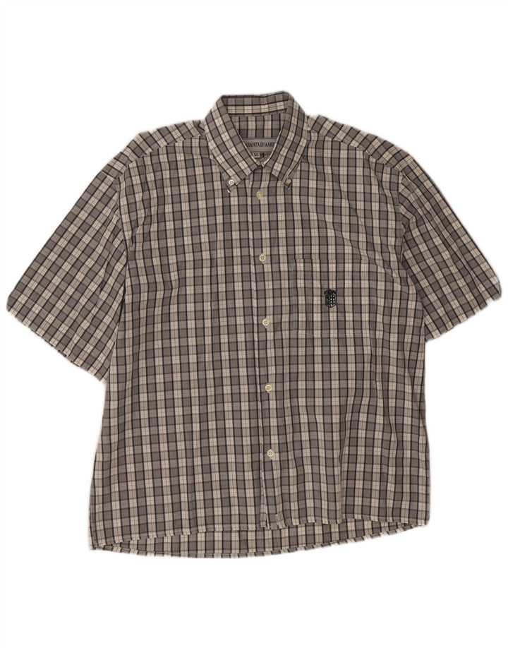 Armata Di Mare Chemise à manches courtes pour homme IT 50 Gris moyen à carreaux