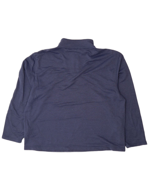 Izod Mens Zip Neck Sweatshirt Jumper 2XL Navy Blue Polyester