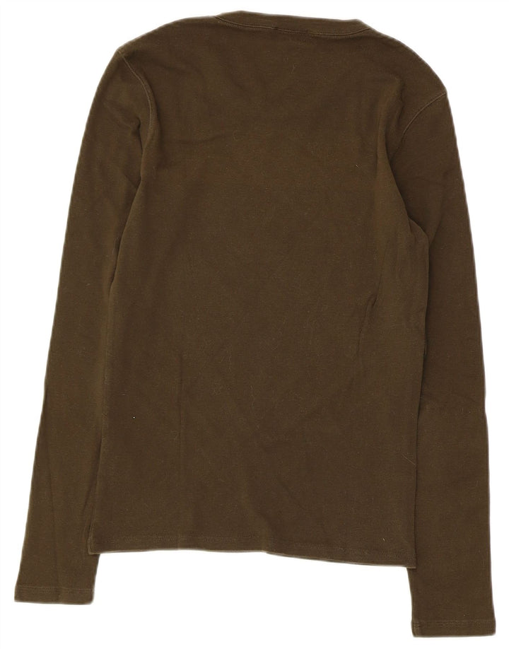 Max & Co. Haut graphique à manches longues pour femme UK 8 Small Kaki Coton