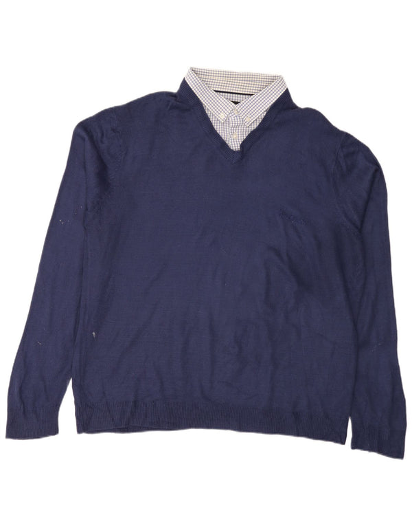 Pierre Cardin Pull col V pour homme 2XL Bleu marine Acrylique