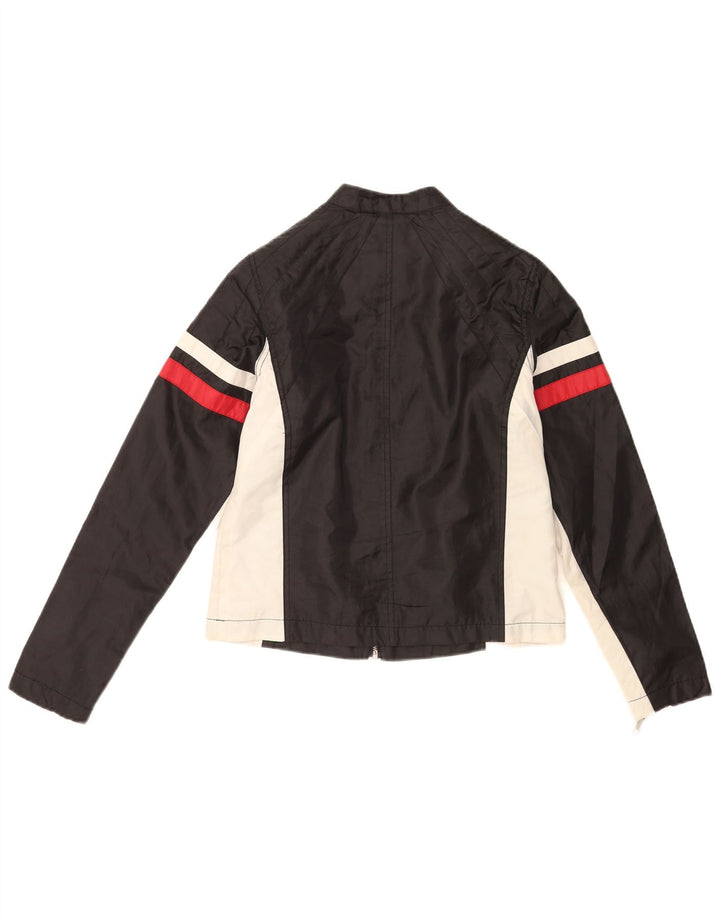 vintage Mens Biker Jacket UK 36 Petit Colorblock Noir