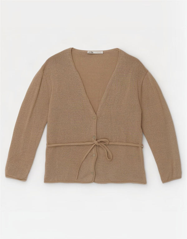 Zara Womens Classic Fit Cardigan Sweater UK 10 Petit Kaki Lin