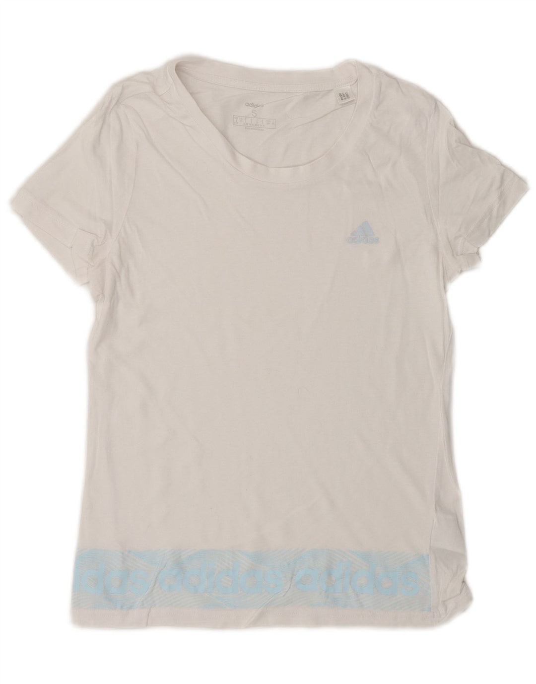 ADIDAS T-shirt graphique pour femme UK 8/10 Petit coton blanc