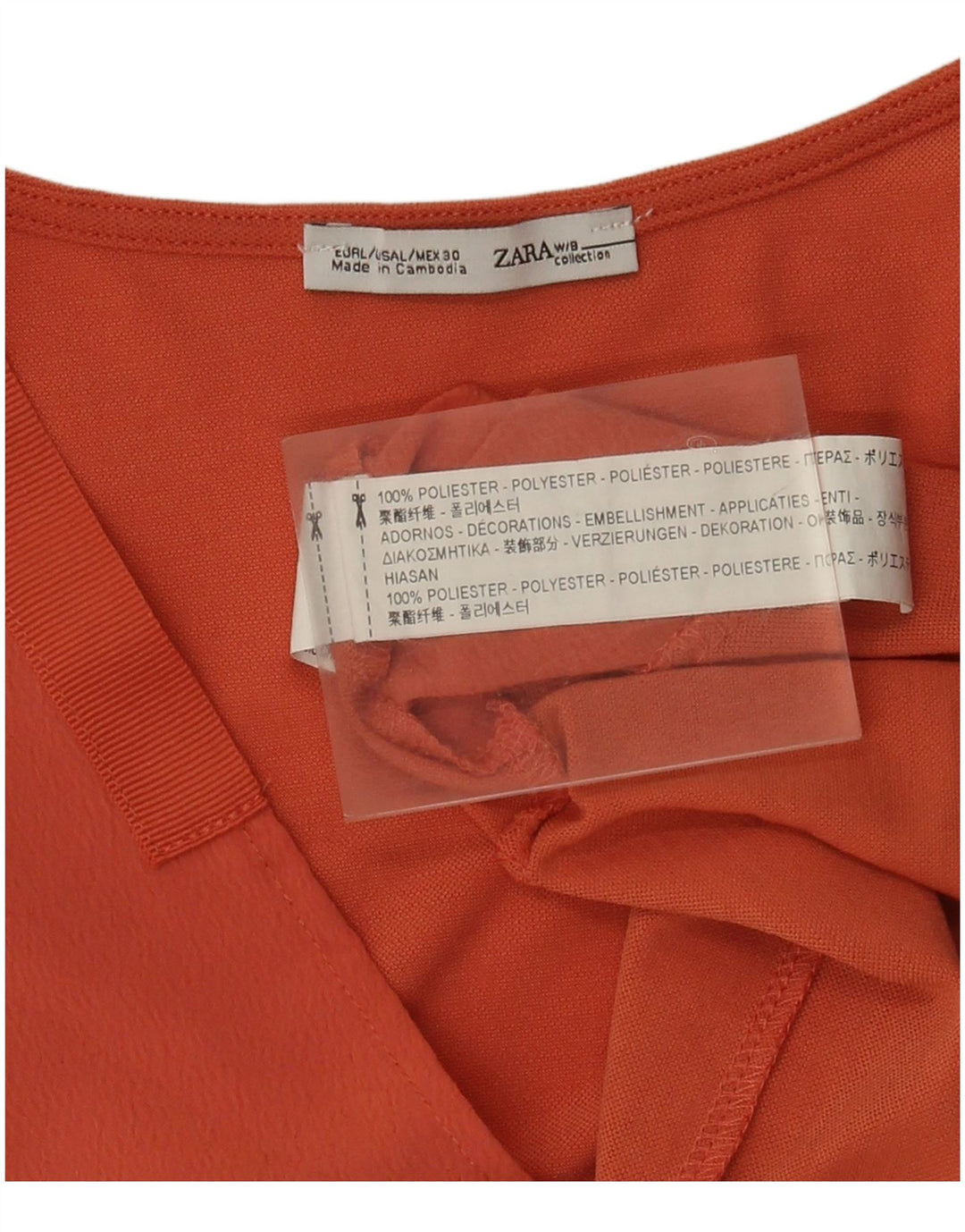 Zara Femme Chemisier Oversize Top UK 16 Large Orange Polyester