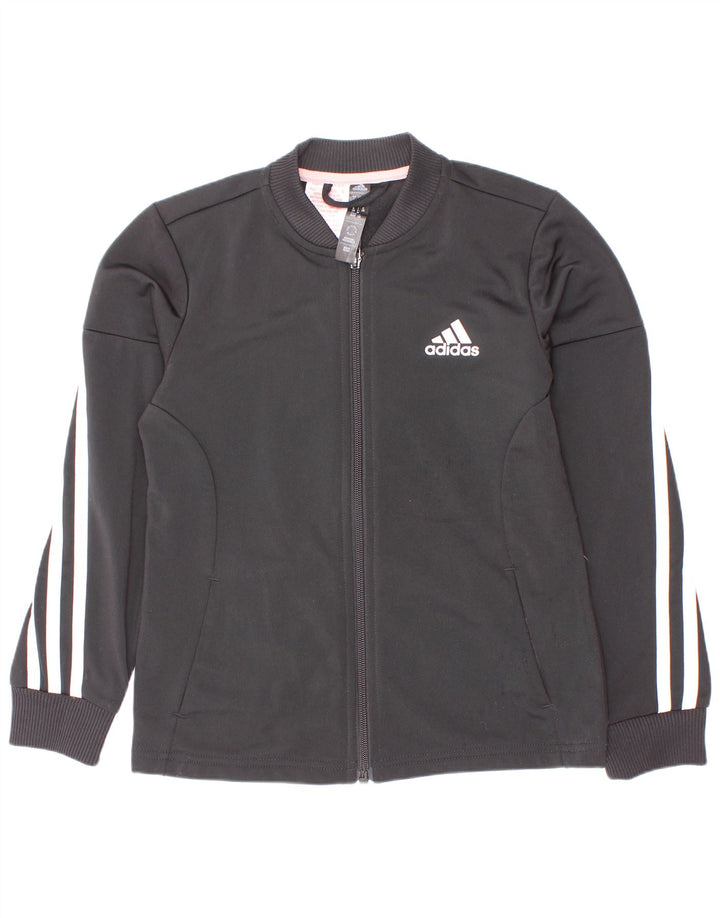 Adidas Veste de survêtement pour fille 7-8 ans Noir à fines rayures Polyester