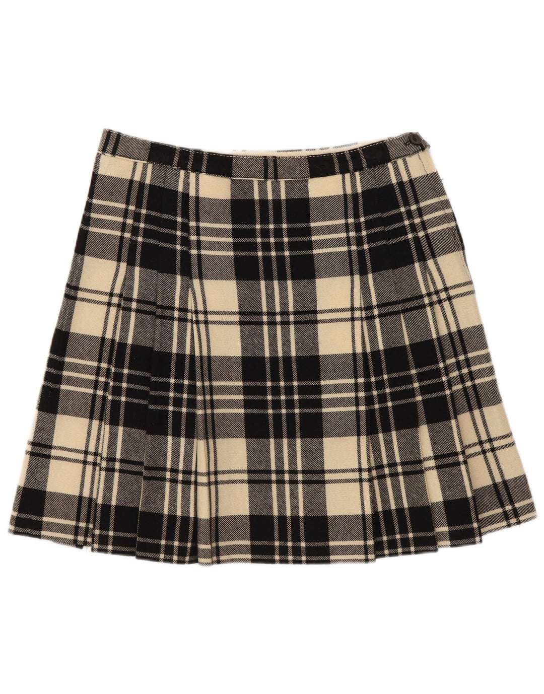 vintage Femmes Mini Jupe W26 Petit Plaid Noir
