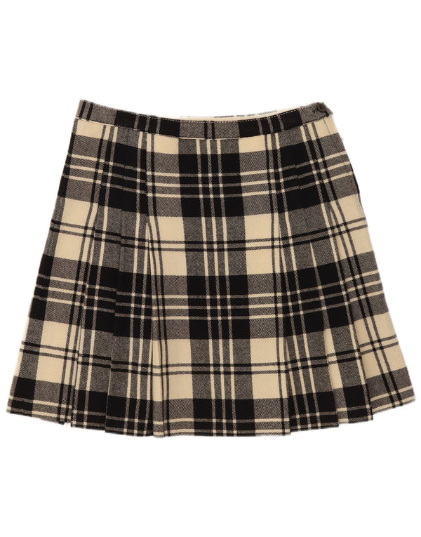 vintage Femmes Mini Jupe W26 Petit Plaid Noir