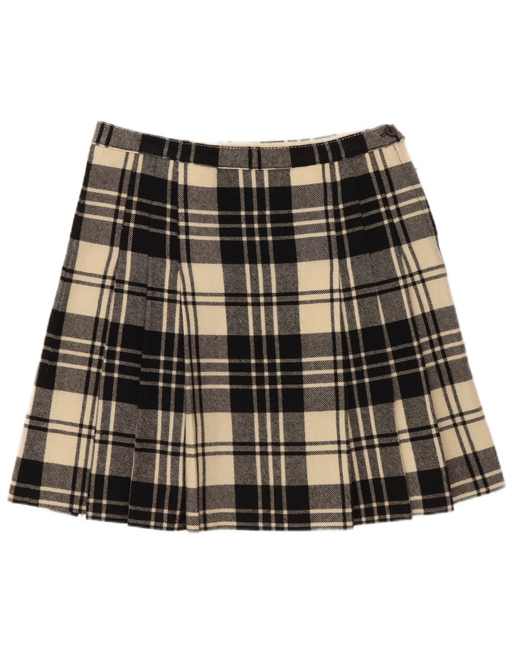vintage Femmes Mini Jupe W26 Petit Plaid Noir