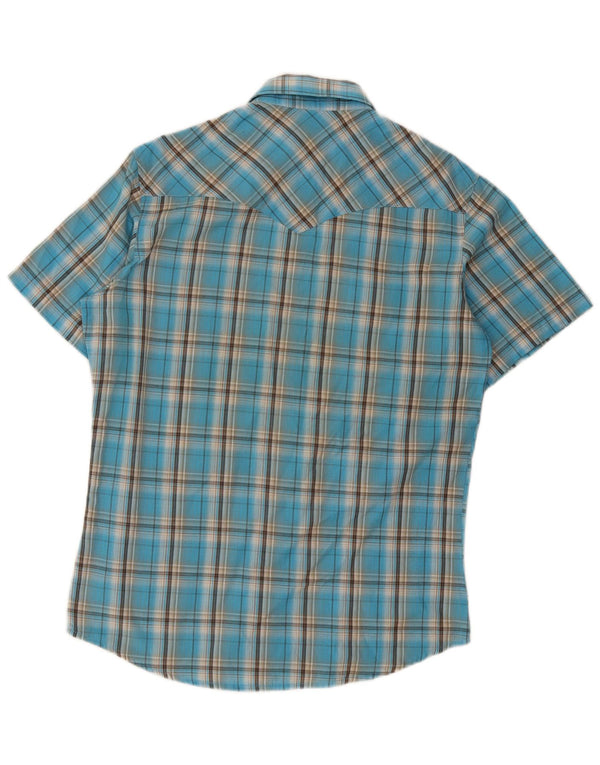 Wrangler Chemise Western à manches courtes pour homme Bleu moyen à carreaux