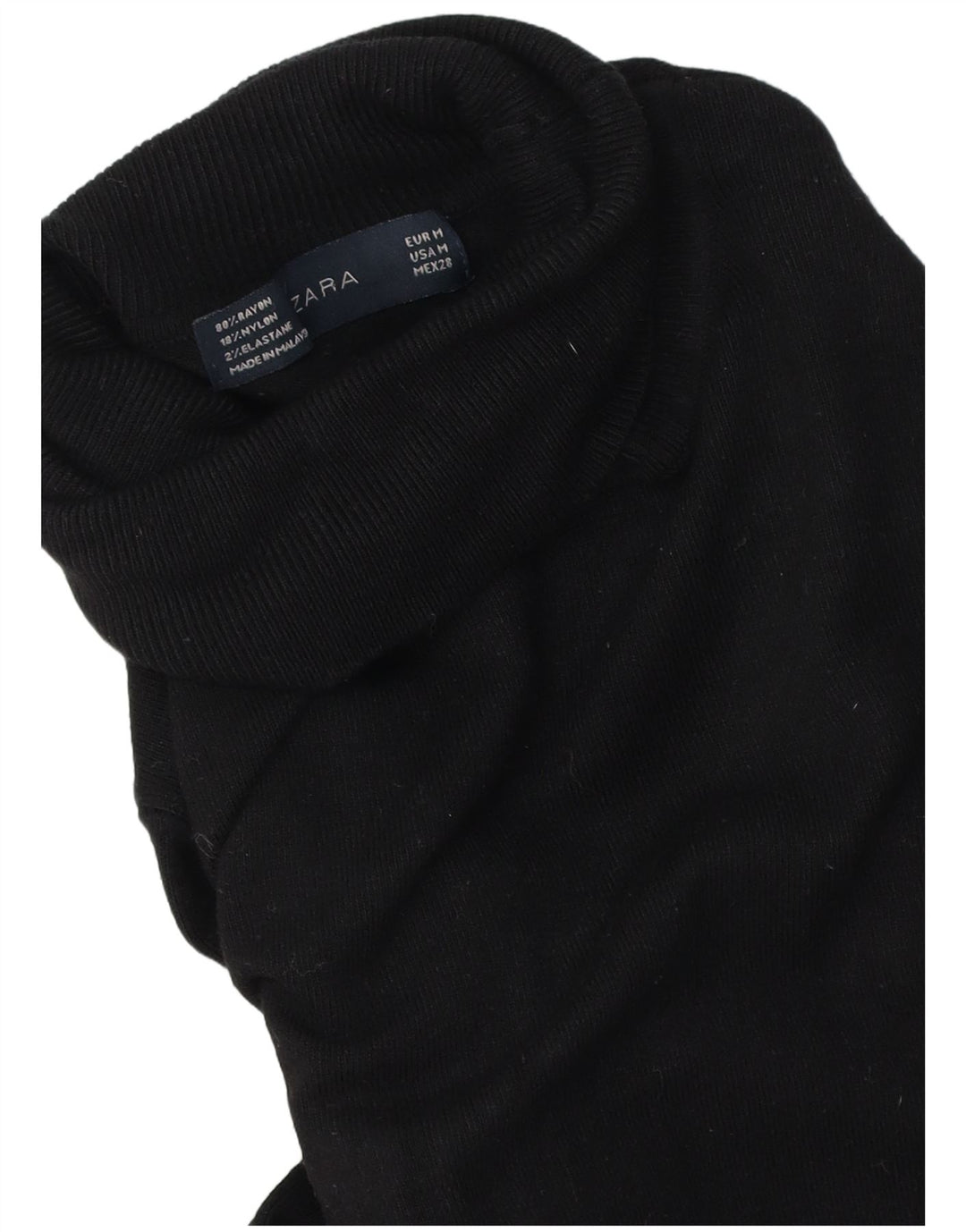 Zara Pull col roulé pour femme UK 14 Rayonne noire moyenne