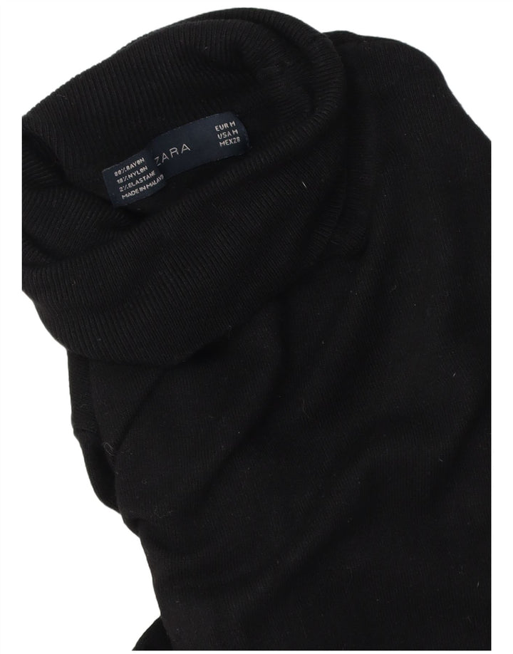 Zara Pull col roulé pour femme UK 14 Rayonne noire moyenne