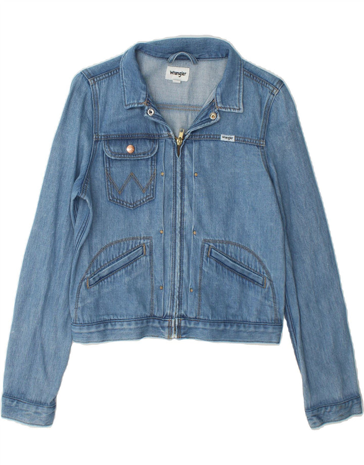 WRANGLER Womens Crop Denim Jacket UK 10 Small Blue Cotton Vintage Wrangler and Second-Hand Wrangler from Messina Hembry 
