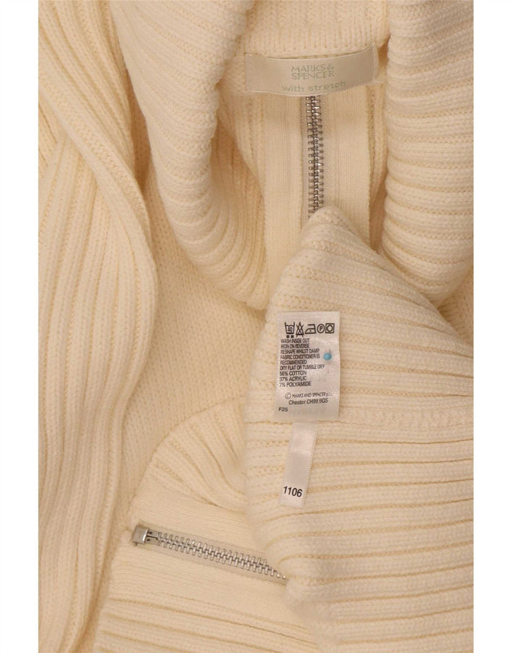 Marks & Spencer Pull cardigan entièrement zippé pour femme UK 16 Large Blanc cassé