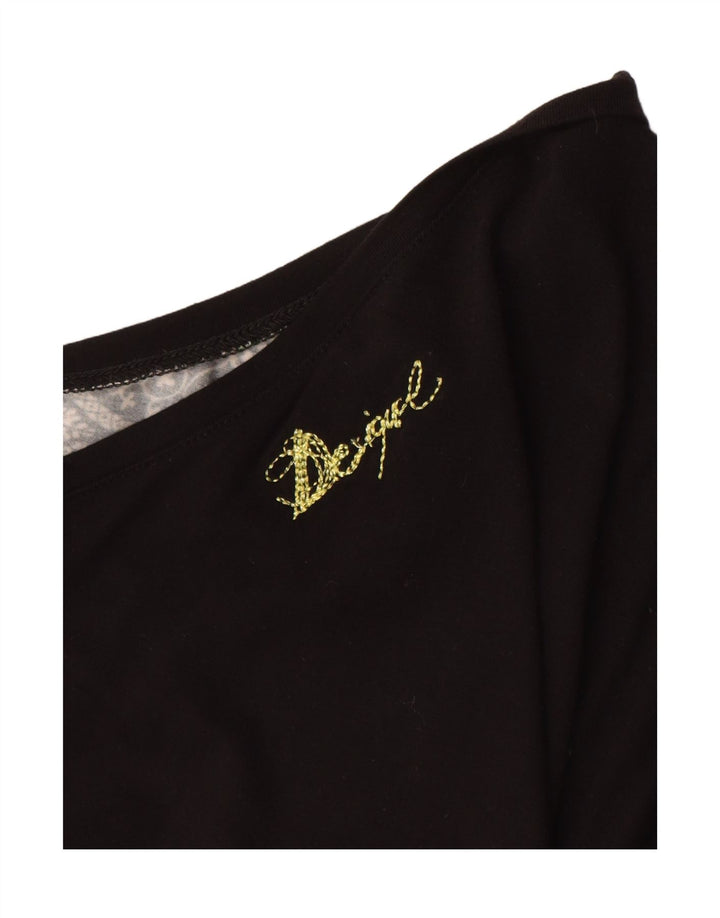 DESIGUAL T-shirt graphique pour femme UK 44 Medium Noir Floral