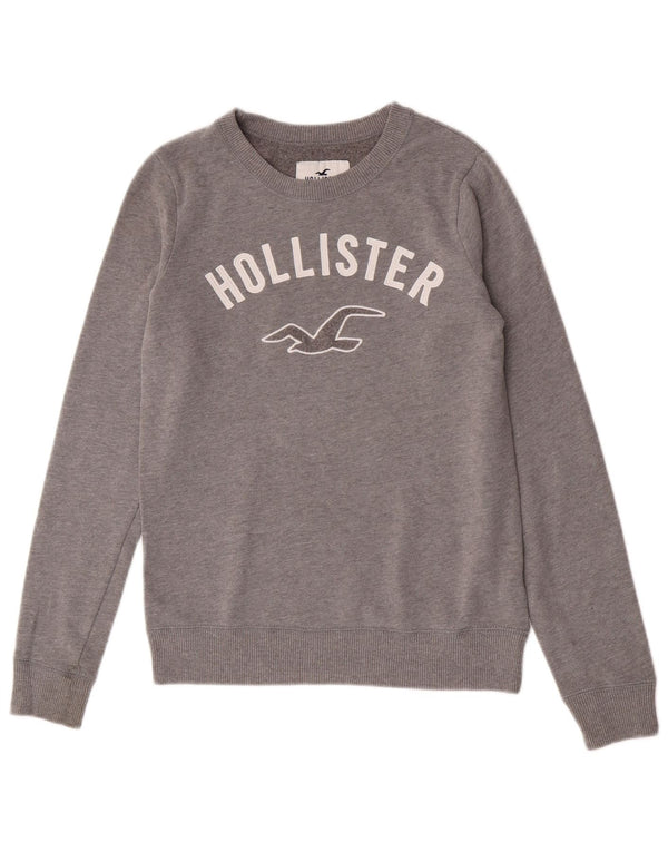Hollister Sweat-shirt graphique pour femme UK 6 XS Gris Coton