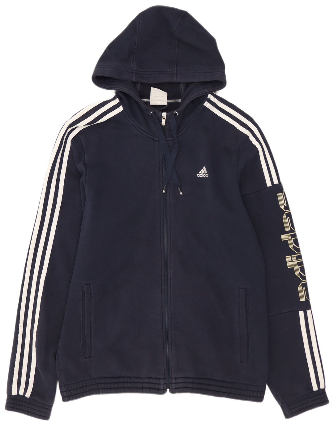 ADIDAS Pull à capuche zippé graphique pour homme en coton bleu marine moyen
