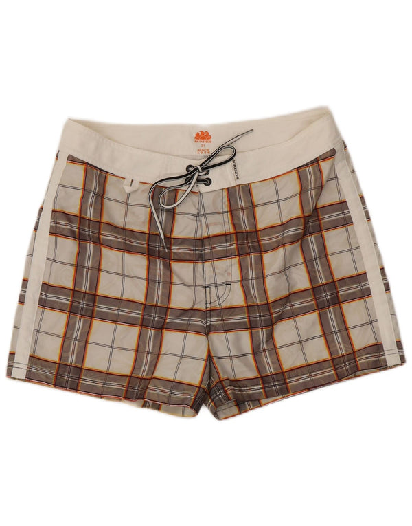 Sundek Short de bain homme en polyester à carreaux blancs moyens