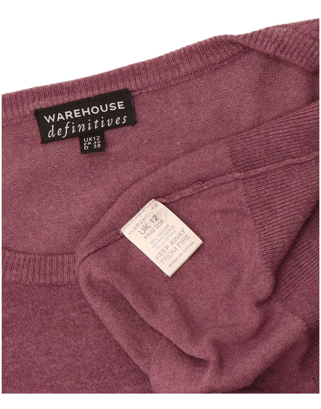 WAREHOUSE Pull col bateau pour femme UK 12 Viscose violet moyen