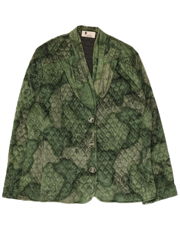 vintage Womens 3 Button Quilted Blazer Jacket UK 16 Grand Vert Floral