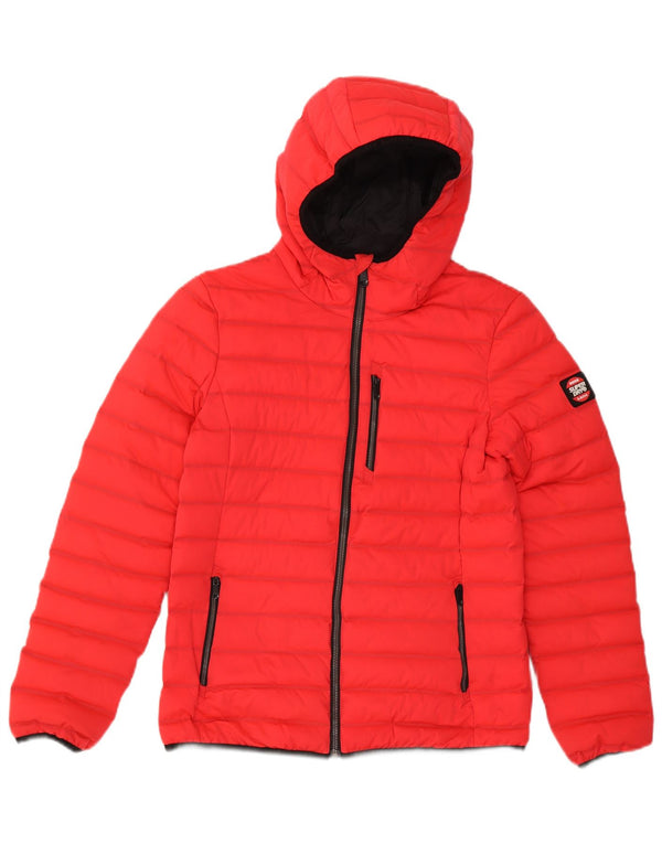 Superdry Veste matelassée à capuche pour femme UK 10 Small Rouge Polyester