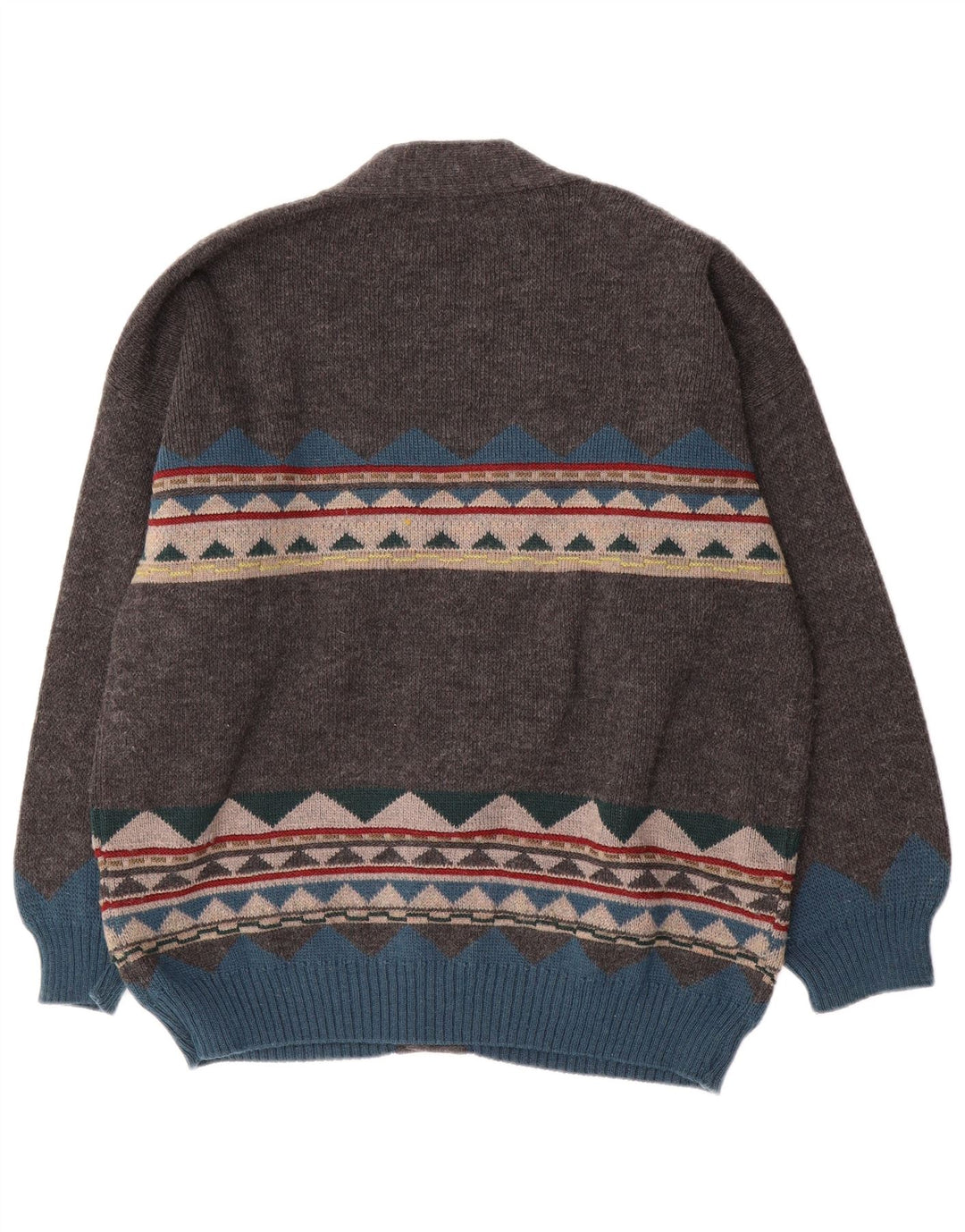vintage Mens Cardigan Pull XL Gris Géométrique