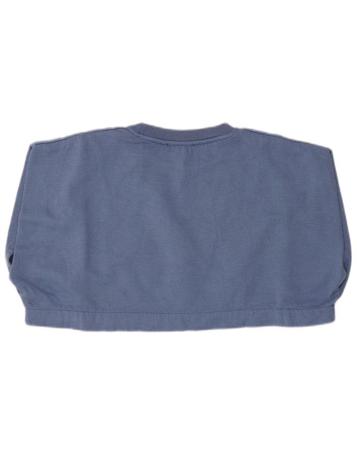 ZARA Femme Sweat-shirt court surdimensionné UK 10 Petit Bleu