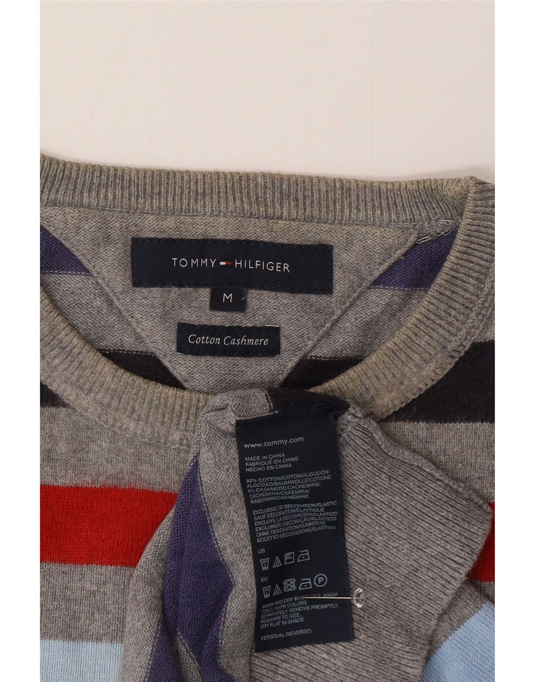 Tommy Hilfiger Pull Ras du Cou Homme Rayé Multicolore Moyen