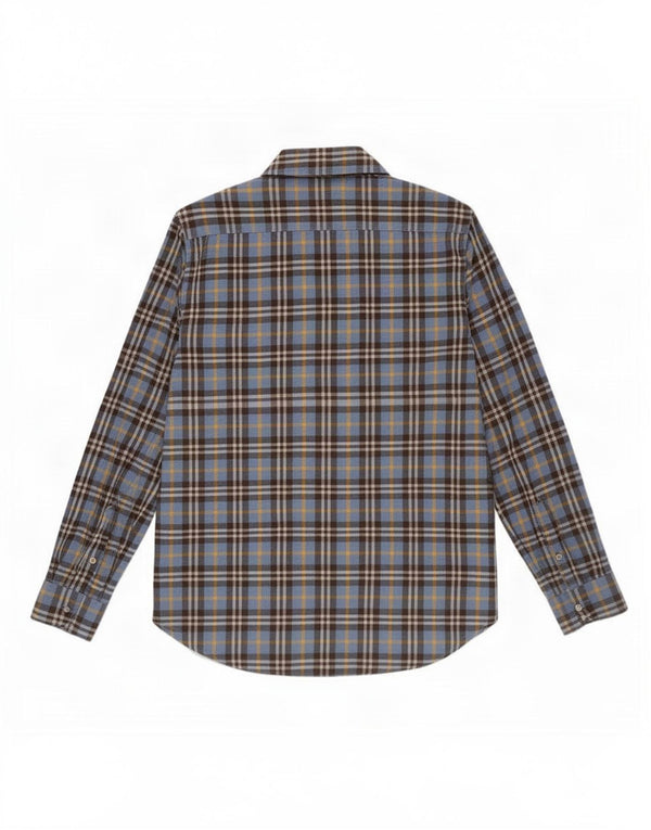 Dino Erre Chemise en flanelle pour homme Taille 41 16 Grand coton à carreaux bleu