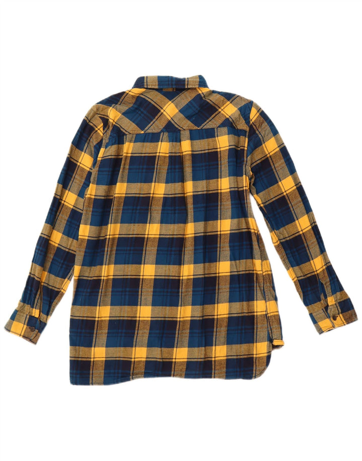 EDDIE BAUER Chemise pull en flanelle pour femme UK 12 Bleu moyen à carreaux en coton