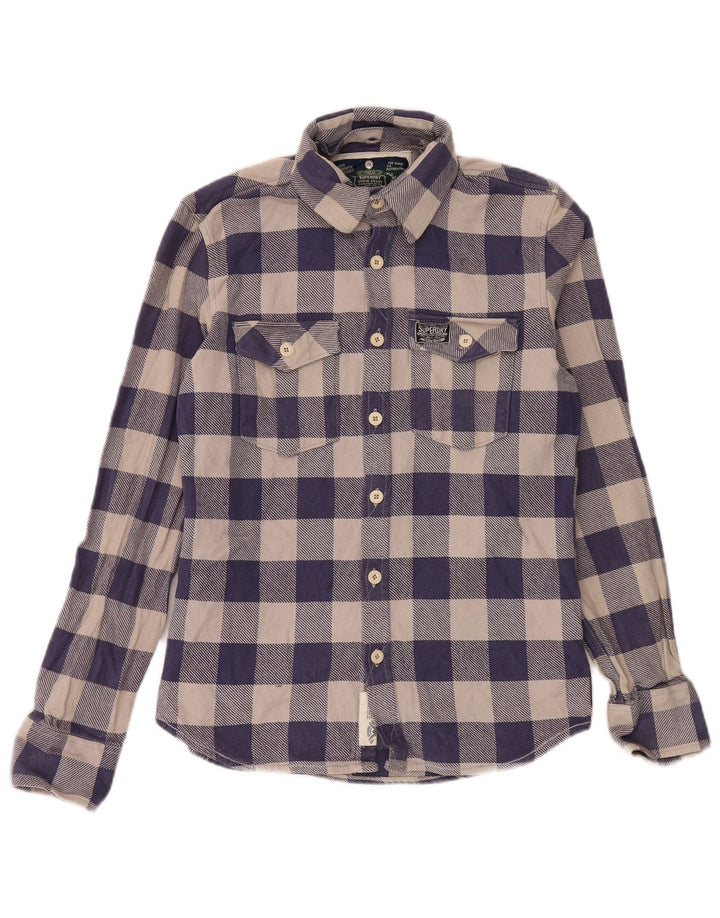 Superdry Chemise en flanelle pour homme en coton vichy bleu marine Large