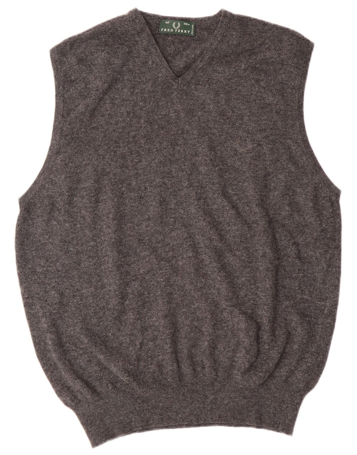 Fred Perry Débardeur Vest Homme Gris Moyen Laine