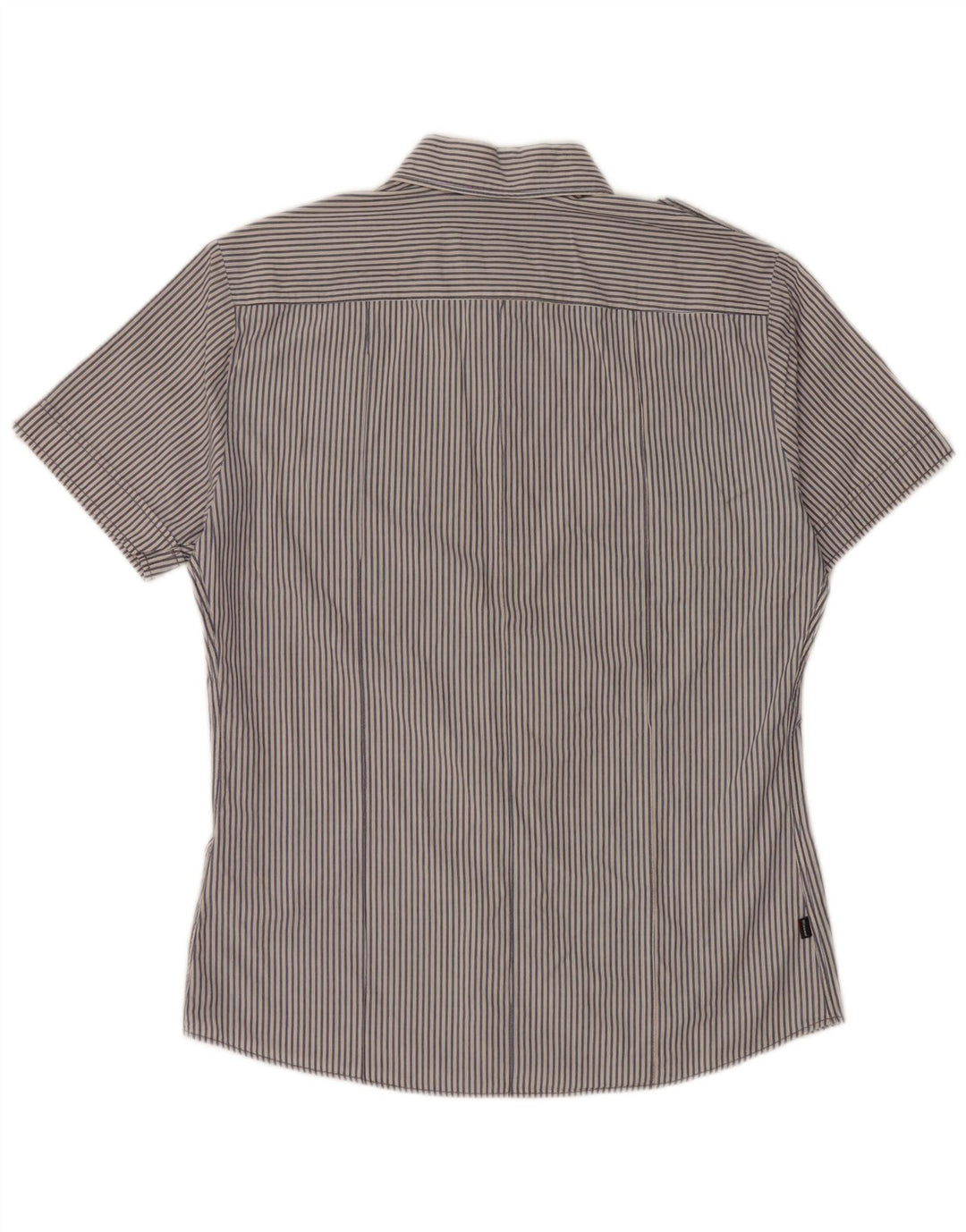 BLAUER Chemise militaire à manches courtes pour homme en coton à fines rayures bleues