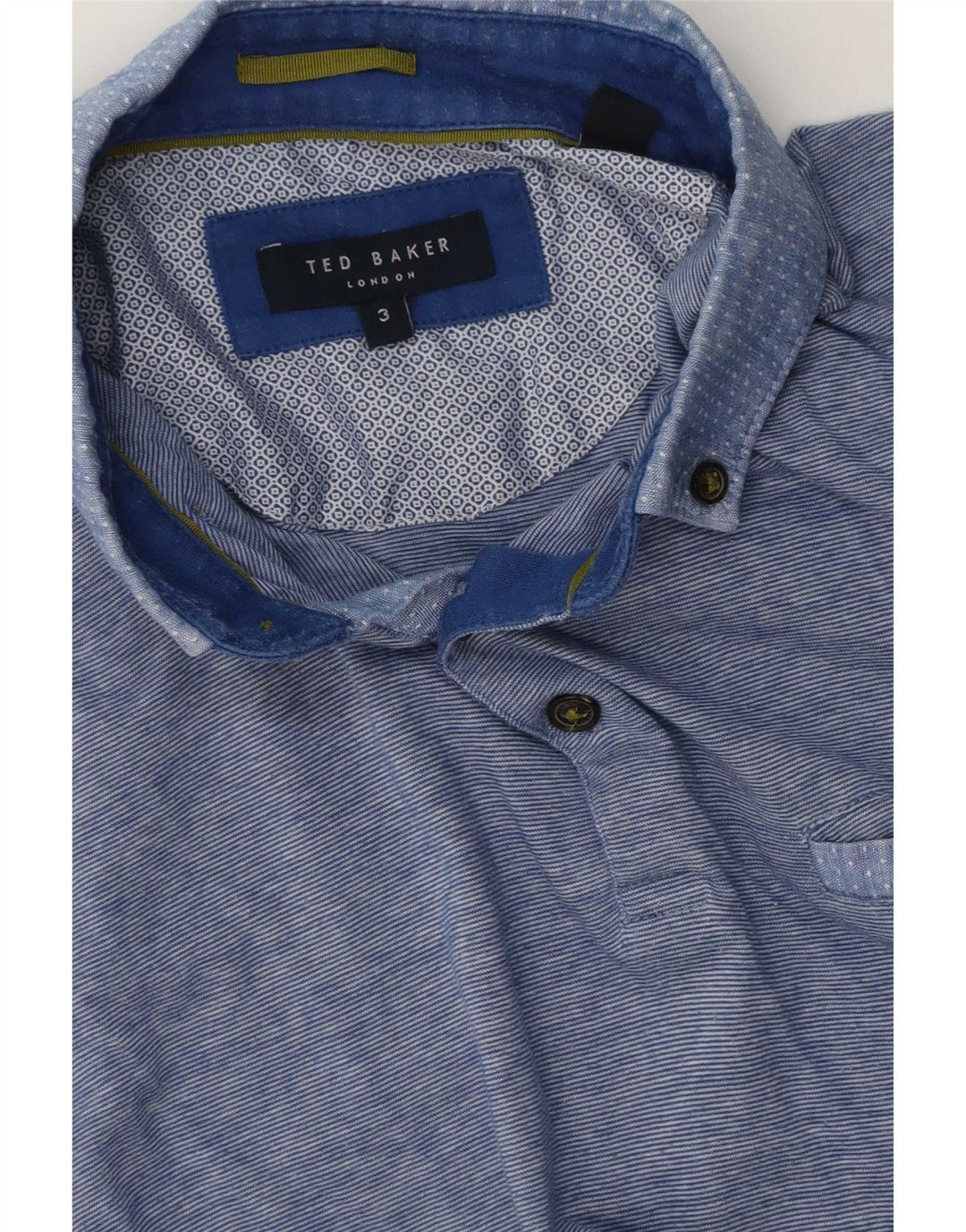 Ted Baker Polo Homme Taille 3 Bleu Moyen Rayé