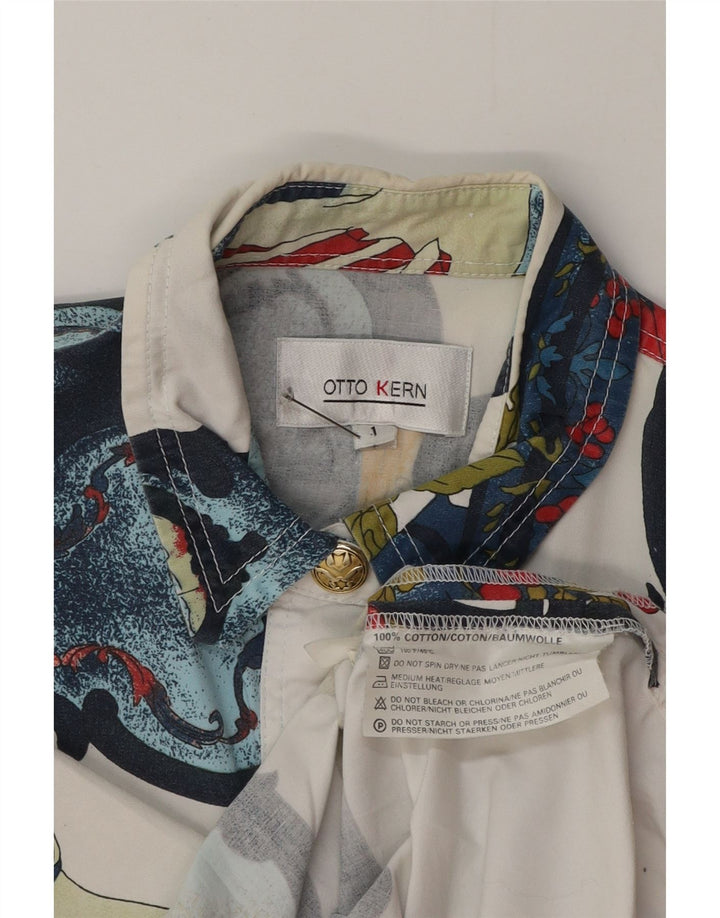 Otto Kern Femme UK 12 Coton Floral Blanc Moyen