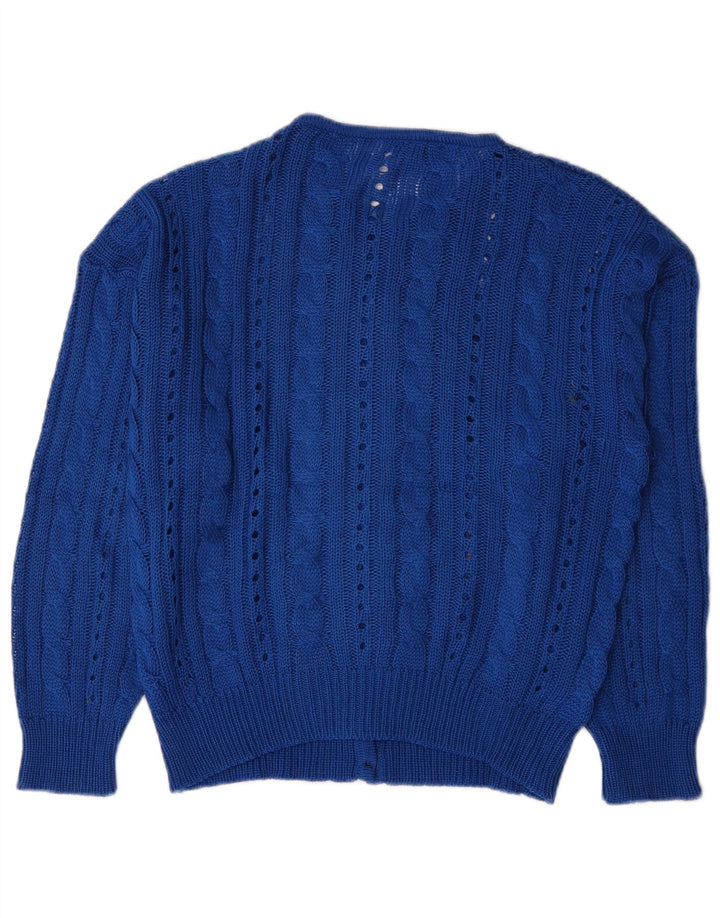 vintage Femme Cardigan Pull UK 16 Grand Bleu