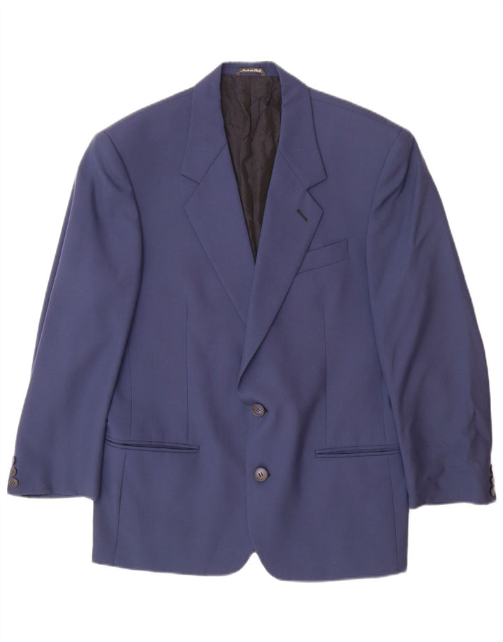 Biagiotti Veste blazer à 2 boutons pour homme UK 38 Bleu moyen Laine vierge