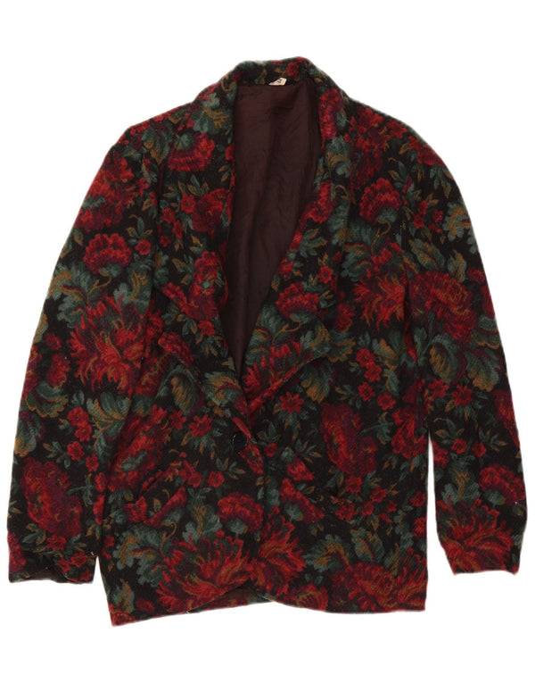 vintage Femme 1 Bouton Blazer Veste IT 44 Moyen Multicolore Floral