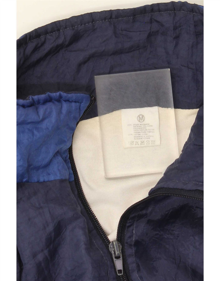 vintage Mens Loose Fit Survêtement Top Veste Bleu Moyen Colourblock