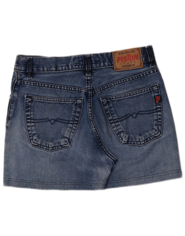 vintage Femme Mini Jupe En Jean W33 Grand Coton Bleu