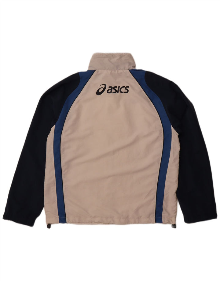 Asics Veste de survêtement graphique pour hommes, grand, blanc, color block, polyester