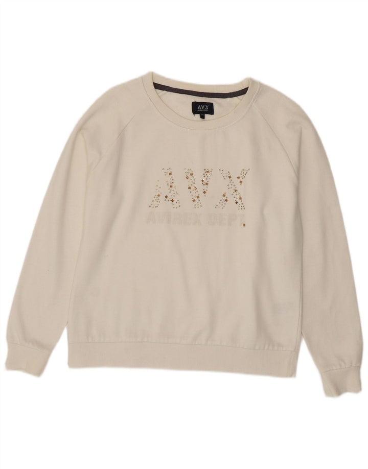 Avirex Sweat-shirt graphique pour femme UK 14 en coton blanc moyen
