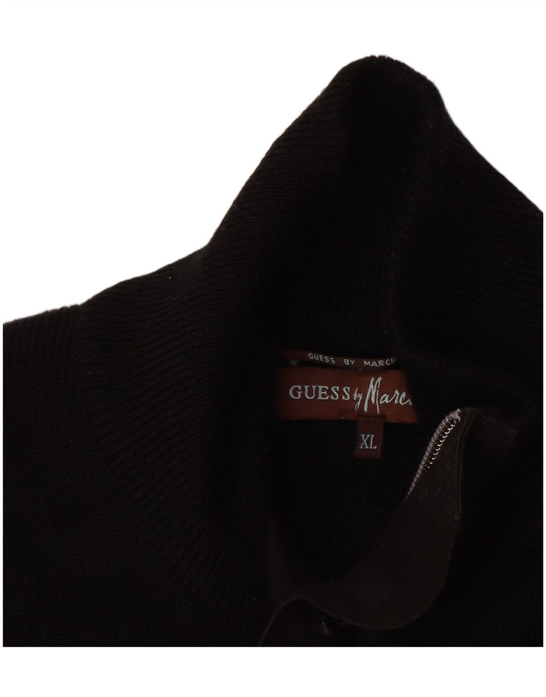 GUESS BY MARCIANO Pull col boutonné pour homme XL en laine mérinos noire