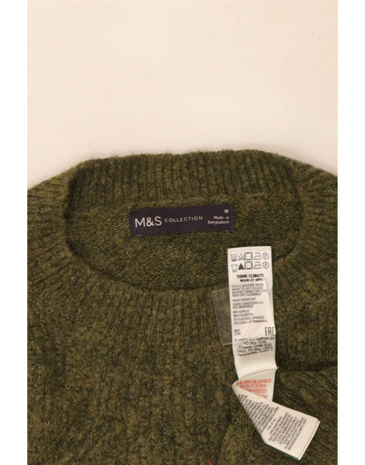 Marks & Spencer Pull à col rond pour femme UK 14 Acrylique kaki moyen